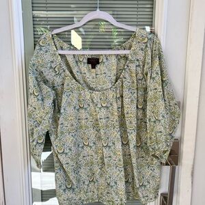 Liberty Women's Floral Blouse - Green and Yellow